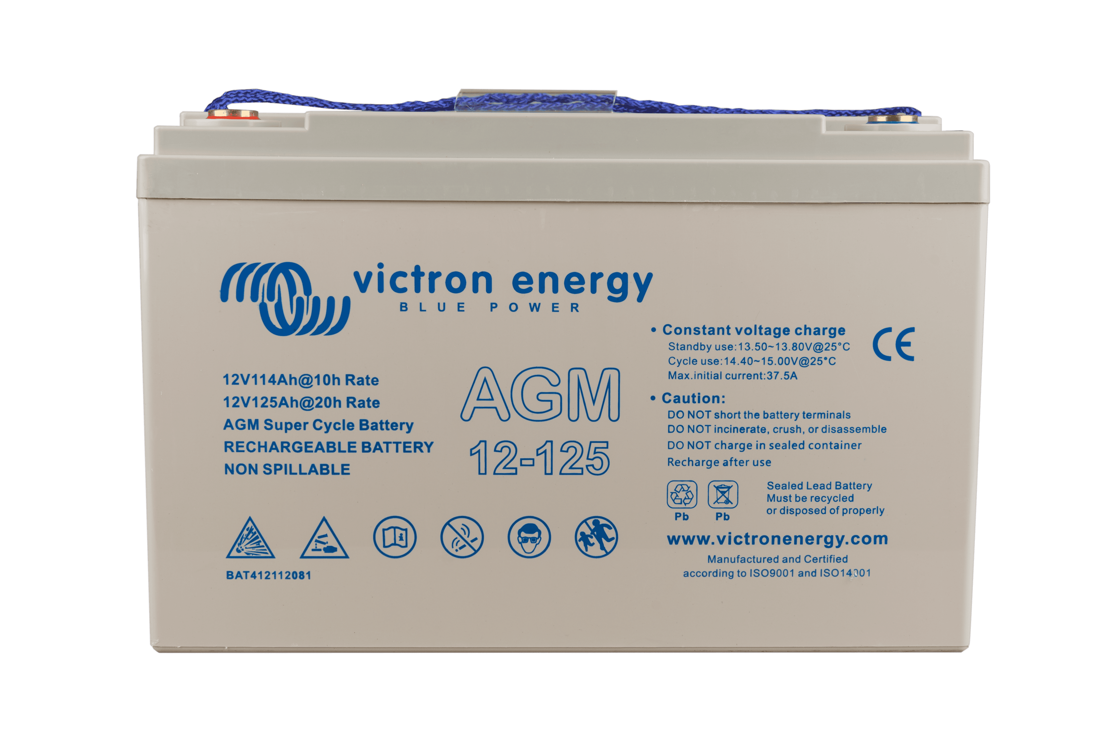 12V 125Ah AGM Super Cycle Battery (front) thumbnail